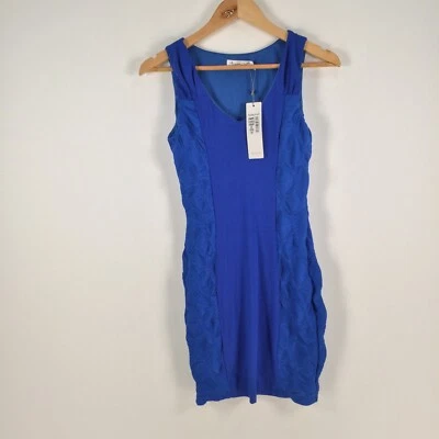 NUEVO SUnny Niña Mujer Vestido Talla 8 Azul Bodycon Sin Mangas Cuello en V Elástico 040110 Foto 1 de 4