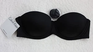 NUEVO CON ETIQUETAS Calvin Klein QP1137 Sin Tirantes, Camiseta, Sujetador Push-Up, Negro (001), 34C - Imagen 1 de 4