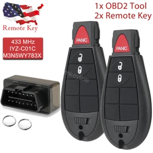 2 For 2008 2009 2010 2011 2012 2013 Dodge Grand Caravan Remote Key Fob 3 Buttons - Picture 1 of 9