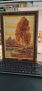 Geschenkideen, sehr schönes Gemälde mit Bernstein Mosaik Bild, Vintage, - Bild 1 von 3