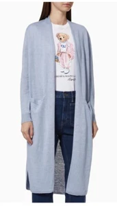 Polo Ralph Lauren Women Linen Knit Long Cardigan Duster Light Blue Size XS $168 - Picture 1 of 7