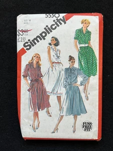 Vestido camisero pulóver y corbata Simplicity Pattern 5530 Misses talla 18 FF SIN CORTAR - Imagen 1 de 2