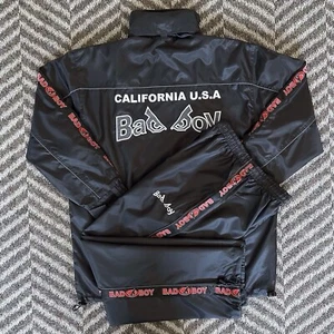 Bad Boy California USA Oldschool Hiphop Windbreaker Hid-hooded Top&Bottom Set - Picture 1 of 10