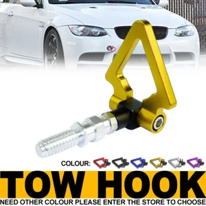 Kit de anillo de gancho de remolque triángulo de aluminio estilo carreras de pista amarillo para BMW 1 3 5 6 X5 - Imagen 1 de 6