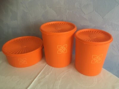 3er Set Tupperware Knusper Star, Müslibehälter, Gebäckdosen, Sonnendeckel orange - Bild 1 von 4
