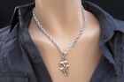 New Men 18" Trendy Fashion Silver Chain Necklace Trible Pendant Different Styles