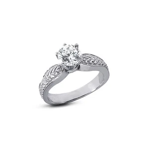 3ct H SI2 Round Natural Diamond 14k  Vintage Style Solitaire Engagement Ring - Picture 1 of 3