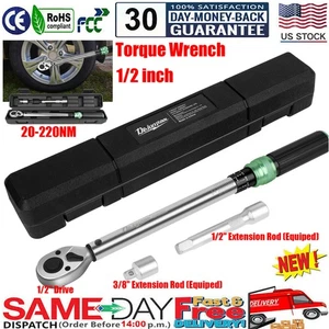 ✅Upgraded Torque Wrench 1/2 inch Drive 14.8-162ft.lb/20-220n.m Torque Wrench Set - Picture 1 of 12