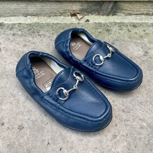 Gucci Toddler Navy Blue Leather Horsebit Loafers Size EU 24 / UK 7 100% AUTH - Picture 1 of 9