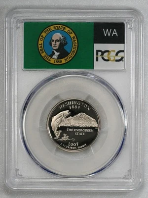 2007 S Washington PCGS Graded PR69DCAM Proof State Quarter 25C CN-Clad - Image 1 of 3