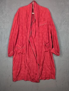 Gimbels Morgenmantel Herren rot groß Seide mit Gürtel Vintage - Bild 1 von 11