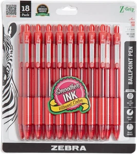 Zebra Pen Z-Grip Retractable Ballpoint Pen, 1 Count (Pack of 18), Red C  - Picture 1 of 6