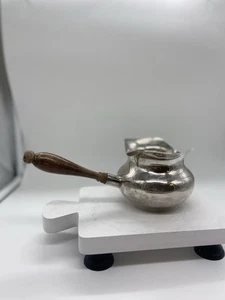 Antique Silver Plate Brandy / Butter / Sauce Warmer w/ Wood Handle - Cheshire Co - Picture 1 of 12