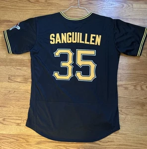 #35 Manny Sanguillen maglia da baseball Pittsburgh Pirates nera taglia 52 - Foto 1 di 10