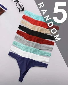 Men’s Thong Underwear Soft Panty 5 Pcs Random Colors Size Large - Picture 1 of 3