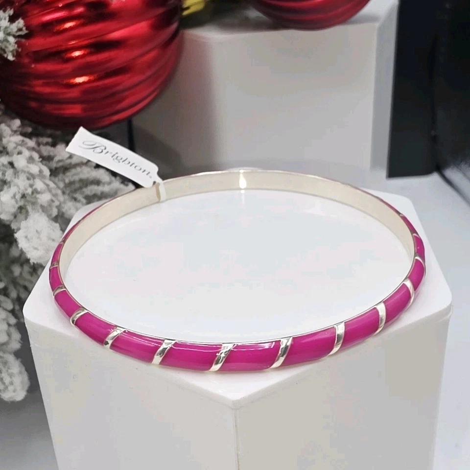 Brazalete Brighton Blossom Hill Esmalte Rosa 7.75" Tono Plateado Nuevo con Etiquetas Foto 1 de 4