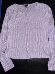 Art Class Girl's Med 7/8 Long Sleeve Purple Ribbed Henley Shirt - Picture 1 of 2