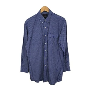 Vintage 2003 Lucchese 1883 Western Shirt Royal Blue Plaid M/L USA Style L1323R - Picture 1 of 8