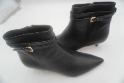 TALBOTS Iona Negro Hebilla Gatito Tacón Punta Tobillo Botín Cremallera Lateral Talla 9M Foto 1 de 4