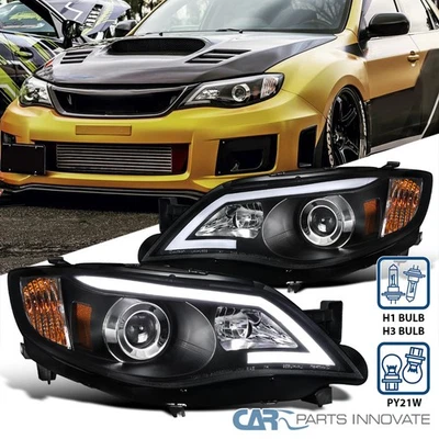 Black Fits 2008-2011 Subaru Impreza WRX Outback LED Strip Projector Headlights Foto 1 de 4