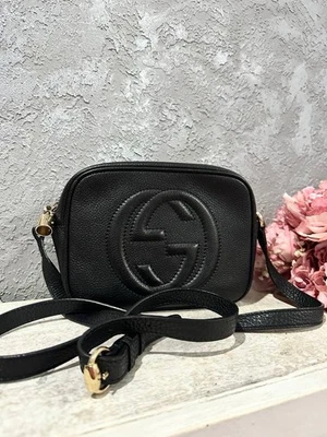 GUCCI Soho Disco Camera Bag Black Pebbled Leather Tassel Crossbody - Image 1 of 4