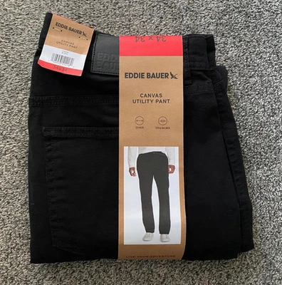 Nuevo con etiquetas Pantalón utilitario de lona ultra duradero elástico Eddie Bauer para hombre, negro, 34 x 34 Foto 1 de 2