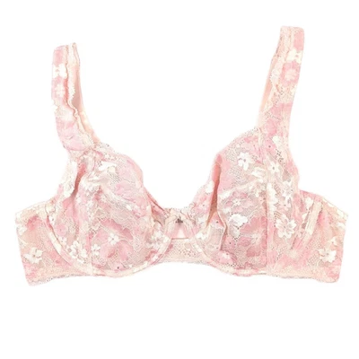 Body by Victoria's Secret Unlined Demi Bra Women's Size 38D Pink Floral Lace Bow - Image 1 of 4