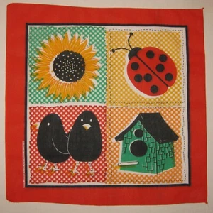 Vintage Bandana Country Nature Grafik 22" x 22" 50/50 USA Federn - Bild 1 von 3