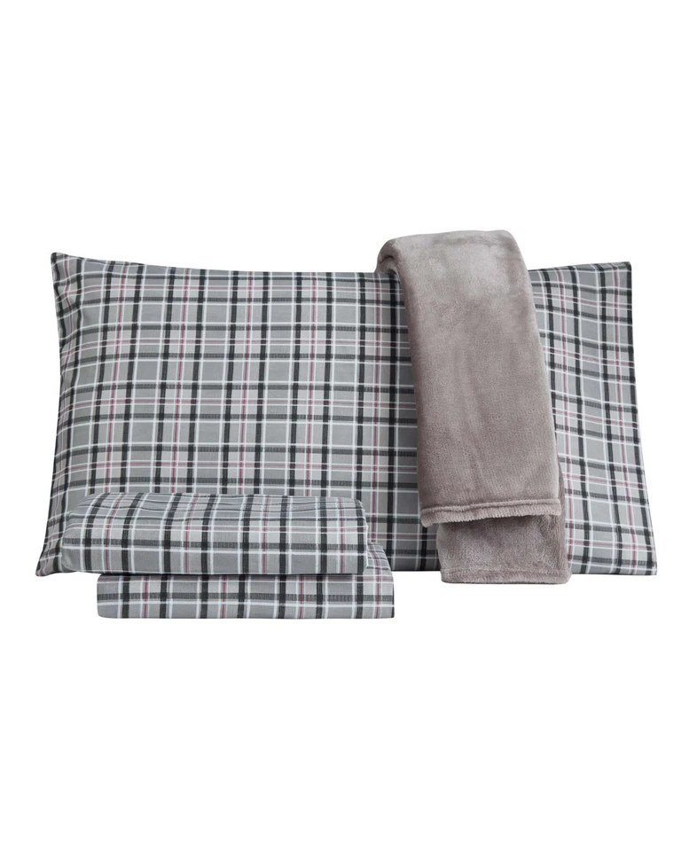 Traditions Collection Soft Microfiber 4 Pc Twin Sheet Set with Throw Bedding