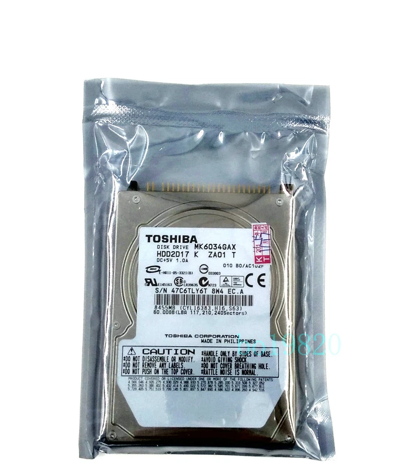 Toshiba MK6034GAX 60 GB 5400 RPM IDE 2.5" Hard Drive - Image 1 of 2