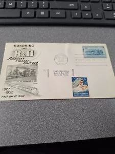 1952 First Day cover 3 cent stamp Honoring B&O railroad cachet art envelope - Picture 1 of 3