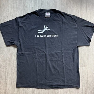 Vintage Tennessee River Tee Shirt I DO ALL MY OWN STUNTS XXL Daredevil Sky Dive - Picture 1 of 5