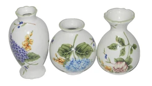 Set of 3 Beautiful Princess House "Vintage Garden" Mini Bud Vases - Picture 1 of 9