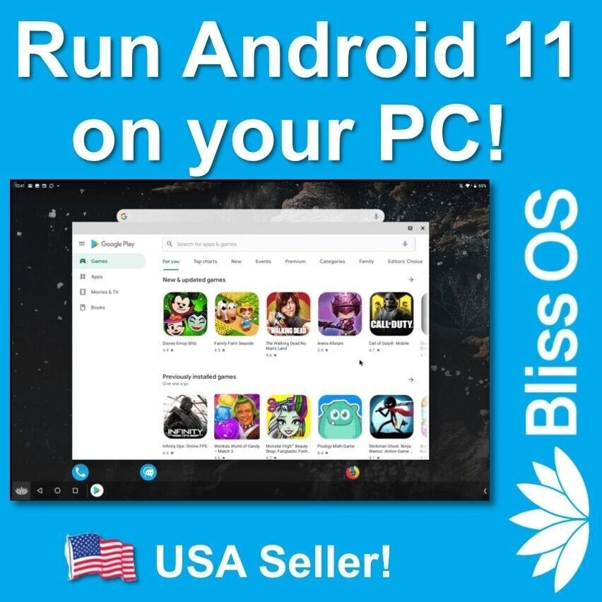 Android 11 for PC- Bliss OS 14 Bootable Live/Install Operating System, Computer - Image 1 of 2