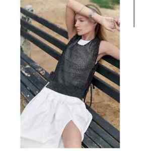 NWT Zara Black and White Vest Tank Blouse size Small