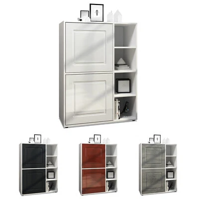 Highboard Sideboard Kommode Schrank Landhaus NOAH V1 Weiß - Hochglanz&Naturtöne - Bild 1 von 3