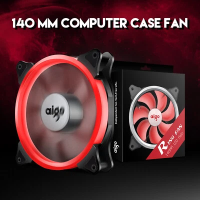 Aigo LED Case Fan 140mm Fans Silent Sleeve Bearing 12V 3pin+4pin Desktop PC Fan - Image 1 of 4