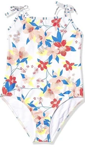 Roxy Girl Friendly Flower Swimsuit  Bright White Size 10 Big Kids One Piece NWT - Picture 1 of 5