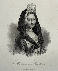 MADAME DE MAINTENANCEON Portrait GRAVUR Fosset 19. Jh. - Bild 1 von 2