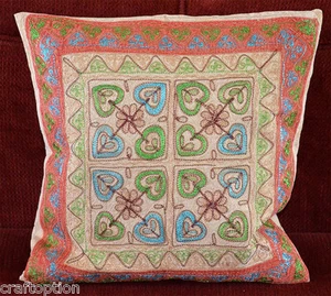Funda de almohada de algodón lavado a piedra bordada hecha a mano de opciones de artesanía! - Imagen 1 de 5