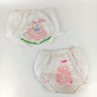 Vtg Lot 2 White Lace Infant Diaper Cover Bloomers Embroidered Bunny Ballet USA