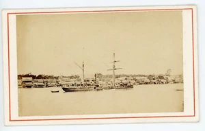 PHOTO CDV 1860 F. CHIT Bangkok THAILAND SIAM ASIA, bateau navire village pêcheur - Picture 1 of 2