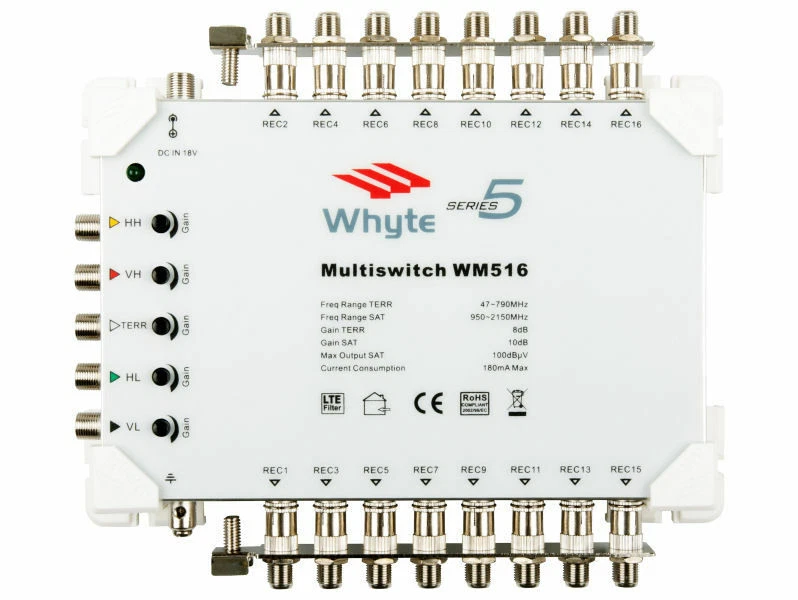 WHYTE Series 5 Multiswitch 5 In x 16 Out c/w Output Earth Bars Only FREE Postage - Image 1 of 1