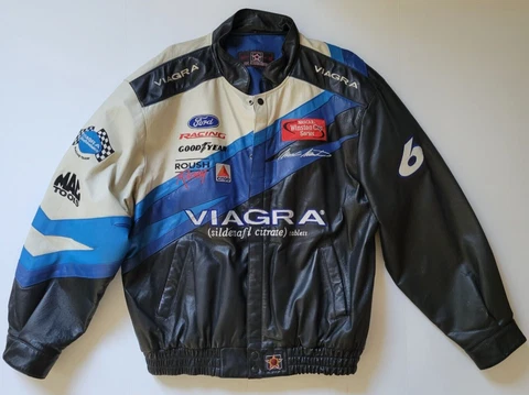 JH Design Mark Martin Nascar #6 Viagra Vintage Leather Jacket Size XL HTF! Cover
