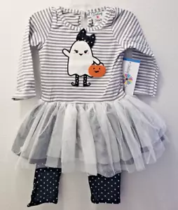 Counting Daisies Halloween Dress and Leggings Set, Ghost Tutu Skirt Glitter, 6 - Picture 1 of 5