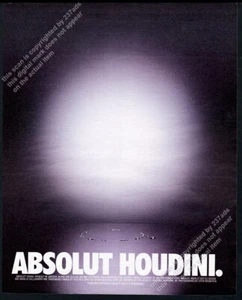 Absolut Houdini 1995 desaparecido botella de vodka foto anuncio impreso vintage - Imagen 1 de 7