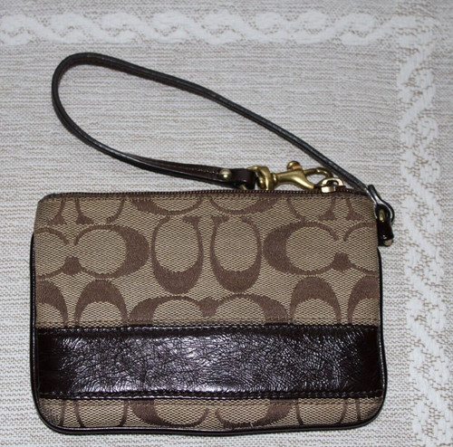 Bracciale Coach Monogram Logo Marrone Firmato Jacquard Bordo in Pelle #41637