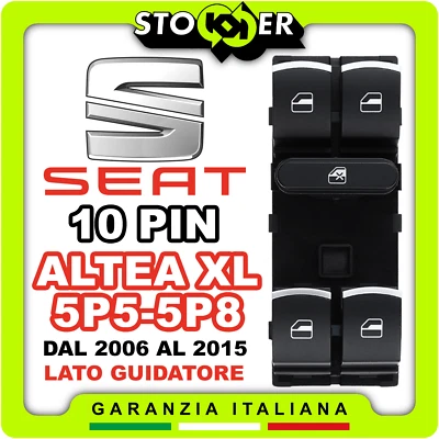 Pulsantiera Alzacristalli Interruttore Vetri Tasti Cromati SEAT ALTEA XL 5P5 5P8 Foto 1 de 4