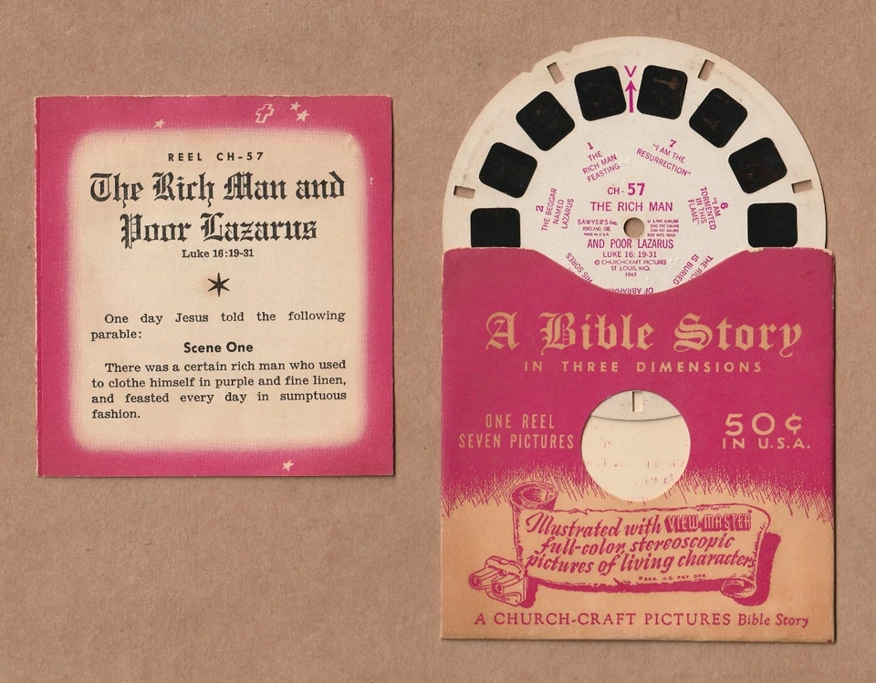 Vintage View-Master reel and booklet Ch. 57 A Bible Story The Rich Man and Poor - Image 1 of 1
