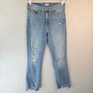 Mother Ankle Fray Skinny Jeans High Rise Distressed Stretch Blue Jeans Womens 28 - Picture 1 of 13